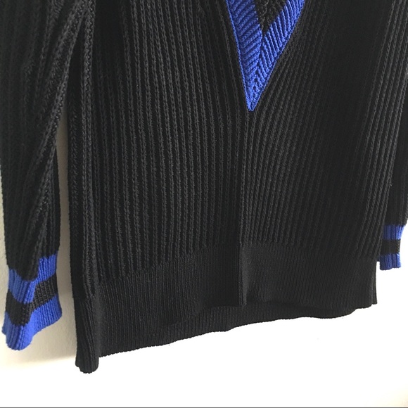 Rag & Bone Black Blue Deep V Neck Talia Sweater - Picture 4 of 8